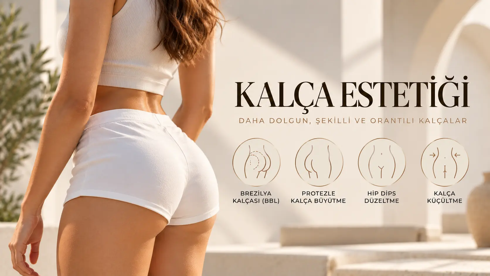 Kalça estetiği: Brezilya kalçası (BBL), protezle kalça büyütme, hip dips düzeltme ve kalça küçültme - Antalya